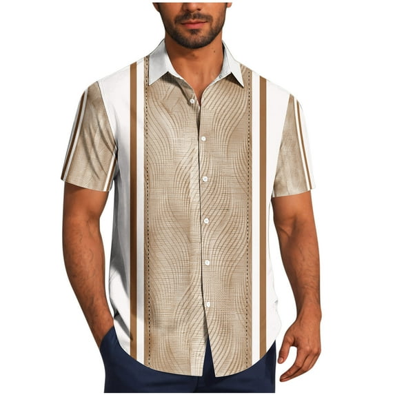 Men's Vintage Floral Print Bowling Tops Casual Summer Beach Shirts Button Down Short Sleeve Guayabera Shirts