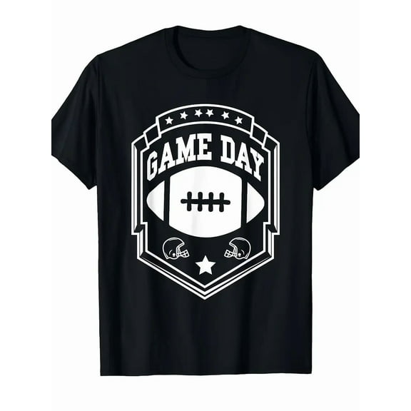 Men's Vintage Football Game Day T-Shirt - Retro American Football Graphic Tee with Helmet & Stars, Soft Breathable Fabric, Classic Fit Short Sleeve Shirt for Fans, Tailgating