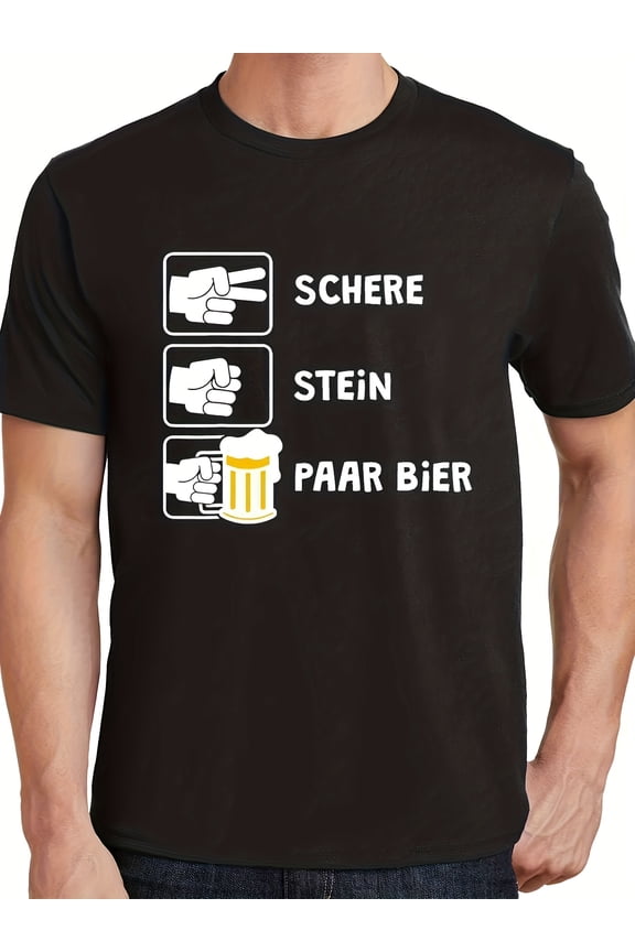 Men’s Vintage Funny Mallorca JGA Beer Quote T-Shirt, Rock Scissors a Pair of Beers Graphic Casual Tee for Parties & Daily Summer Wear