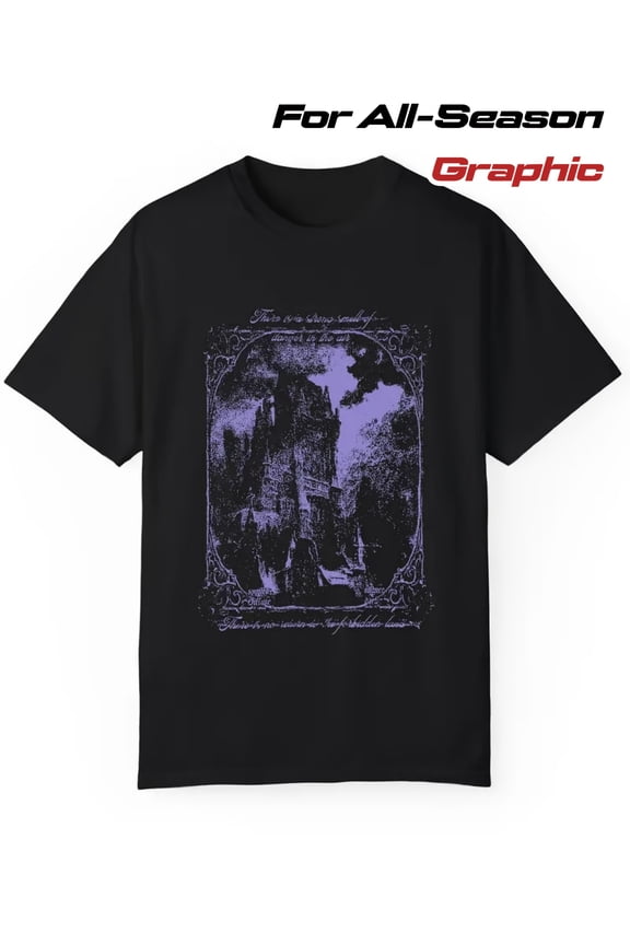Men's Vintage Gothic Dark Fantasy Castle Graphic T-Shirt