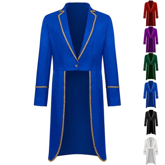 Men's Vintage Gothic Medieval Steampunk Long Tailcoat Jacket Victorian Frock Swallow Coat Uniform Blue XL