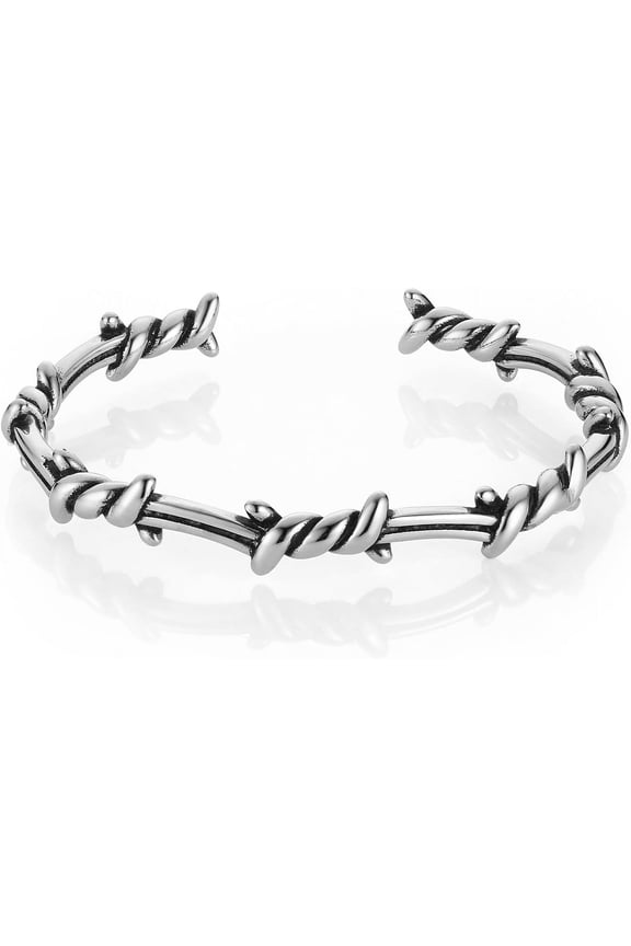 Men's Vintage Gothic Punk Stainless Steel Thorn Cuff Bracelet Jewellery Gifts