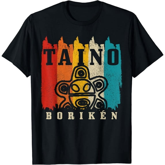 Men's Vintage Graphic T-Shirt, Puerto Rico Taino Sun Print, Boricua Heritage Cotton Tee