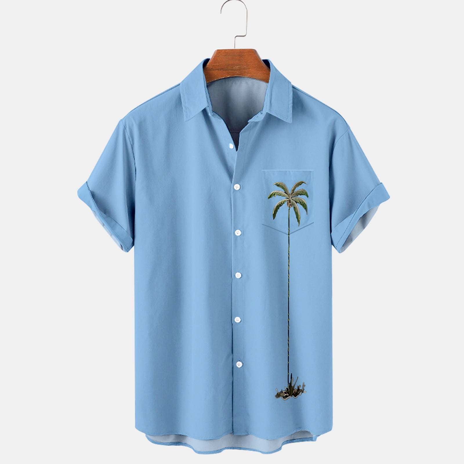 Men's Vintage Hawaiian Shirts Lapel Button Up Shirt Short Sleeve