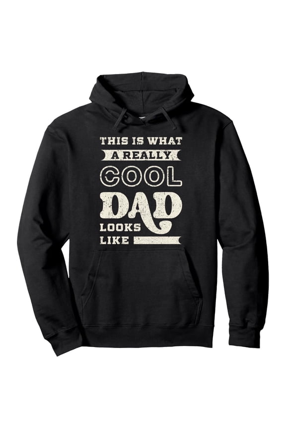 Men's Vintage Hoodie - Cool Dad Quote Pullover Sweatshirt - Father's Day Gift Idea - All-Season Casual Hooded Sweatshirt - Funny Dad Apparel - Machine Washable Black Hoodie, Weekend Attire, Bold Prin