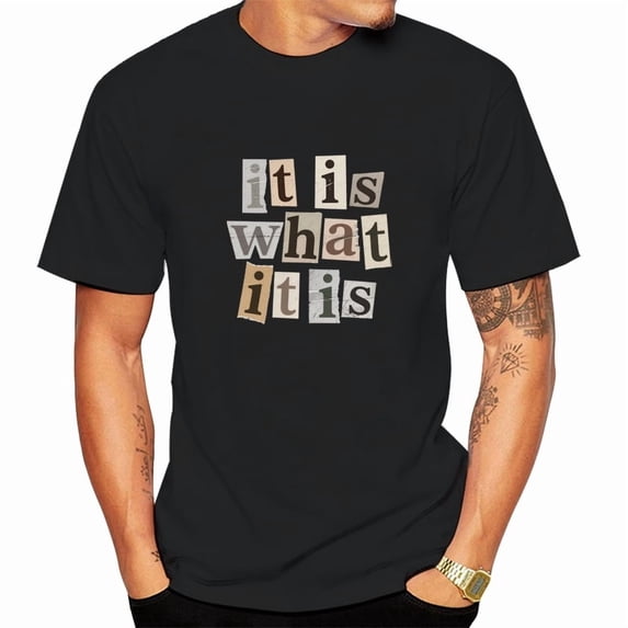 Men's Vintage It Is What It Is Print Tee, Men Short Sleeve Crew Neck Top Summer Male ClothingEffortless Casual .