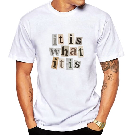 Men's Vintage It Is What It Is Print Tee, Men Short Sleeve Crew Neck Top Summer Male ClothingEffortless Casual .