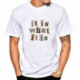 thumbnail image 1 of Men's Vintage It Is What It Is Print Tee, Men Short Sleeve Crew Neck Top Summer Male ClothingEffortless Casual ., 1 of 8