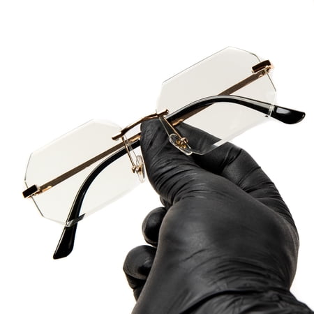 Men's Vintage Large Gold Frame Retro 90's Hip Hop Octagon Clear Lens Glasses