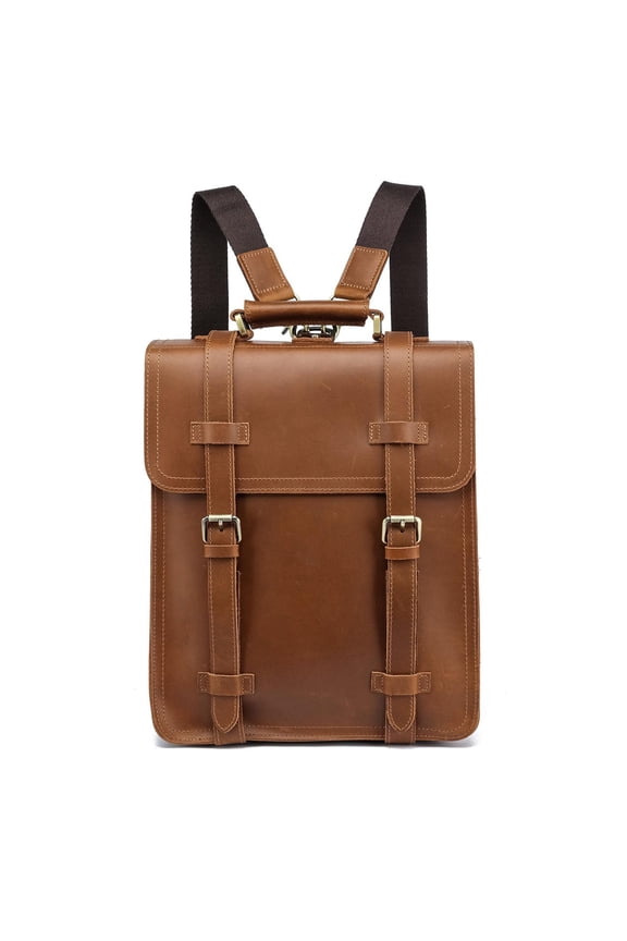 Men's Vintage Leather Backpack 13" Laptop Bag Large Capacity Business Travel Hiking Shoulder Daypacks