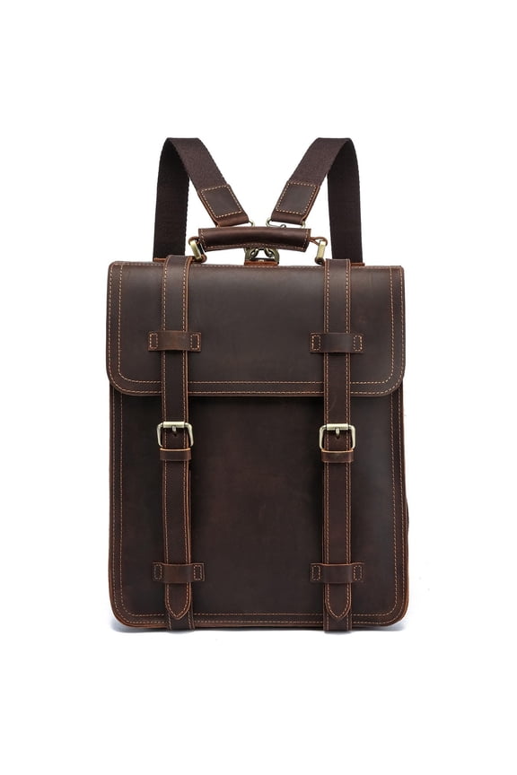 Men's Vintage Leather Backpack 13" Laptop Bag Large Capacity Business Travel Hiking Shoulder Daypacks