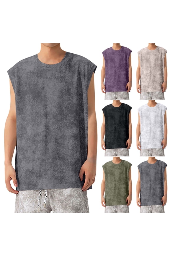 Men's Vintage Men's Fitness Sports Tank Top Polyester Cool Casual Quick Dry Muscle Tank Sleeveless Round Neck Gym Workout Beach Summer | Zenithor,Black 5XL