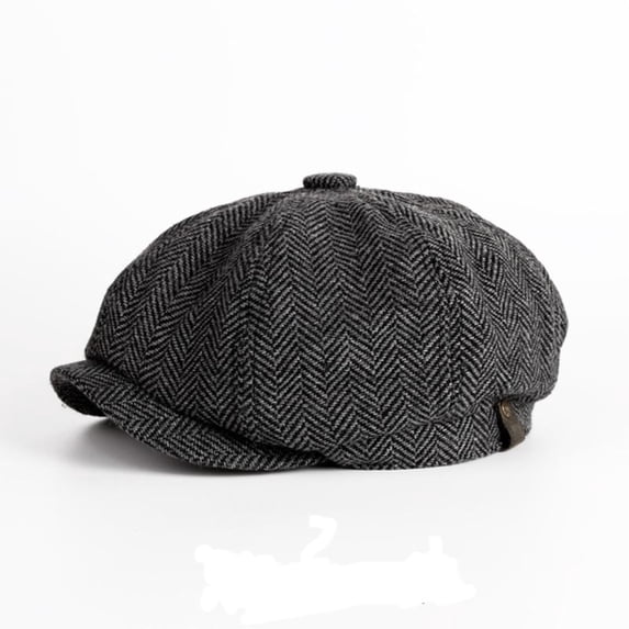 Men's Vintage Newsboy Cap, Soft Blend Fabric Retro Beret Style Painter Hat, Classic Eight-Panel Design for Casual Daily Wear and British Style-B