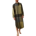 thumbnail image 1 of Men's Vintage Plaid Print Kaftan Robe Long Sleeve Lapel Loose Midi Shirt, 1 of 4