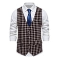 thumbnail image 1 of Men's Vintage Plaid Suit Vest Business Formal Dress Waistcoat Vest with Pockets for Suit or Tuxedo, 1 of 7