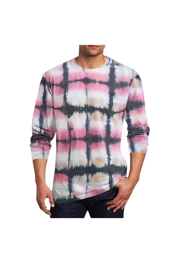 Men's Vintage Printing Pullover Casual Crew Neck Long Sleeve T Shirt Oversize Slim Fit Tops