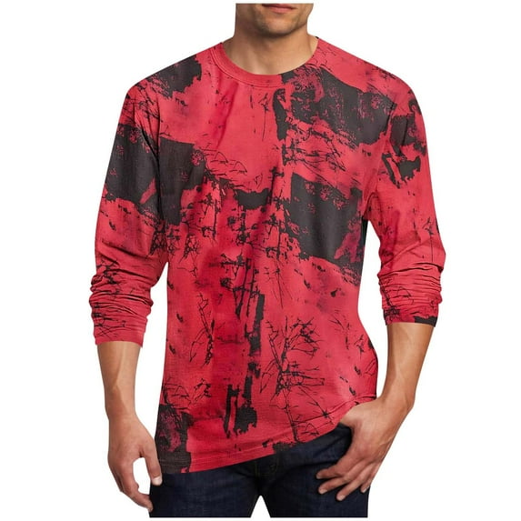 Men's Vintage Printing Pullover Casual Crew Neck Long Sleeve T Shirt Oversize Slim Fit Tops