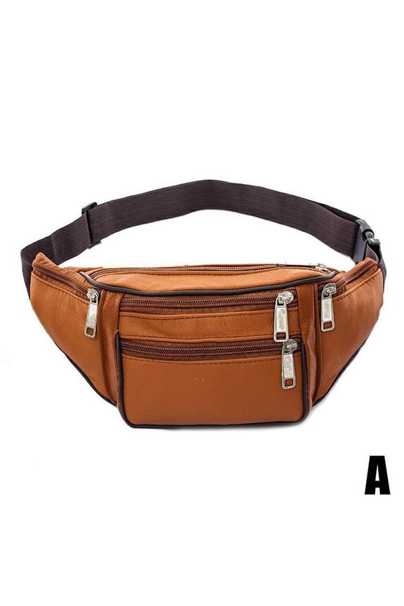 Men's Vintage Pu Messenger Bag Waist Pack Pouch Hiking Motorcycle Outdoor