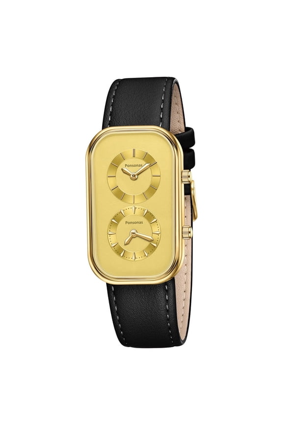 Men’s Vintage Quartz Watch Rectangular Dual-Dial Design with Dual Time Zone,Waterproof Man Watch with Leather Strap, Perfect for Travel & Business