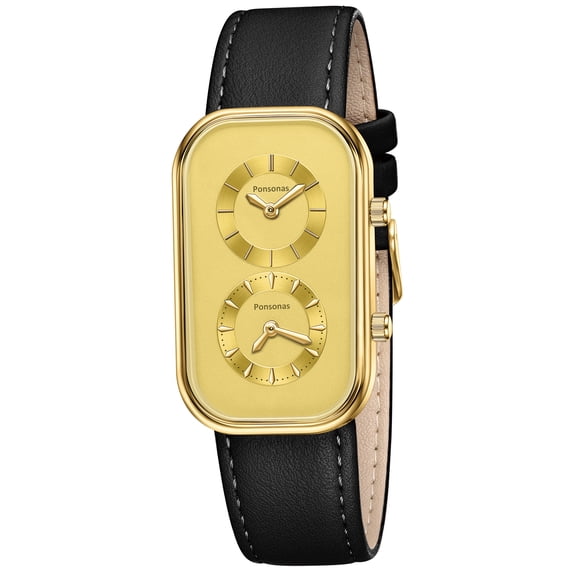 Men’s Vintage Quartz Watch Rectangular Dual-Dial Design with Dual Time Zone,Waterproof Man Watch with Leather Strap, Perfect for Travel & Business