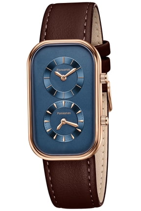 Men’s Vintage Quartz Watch Rectangular Dual-Dial Design with Dual Time Zone,Waterproof Man Watch with Leather Strap, Perfect for Travel & Business
