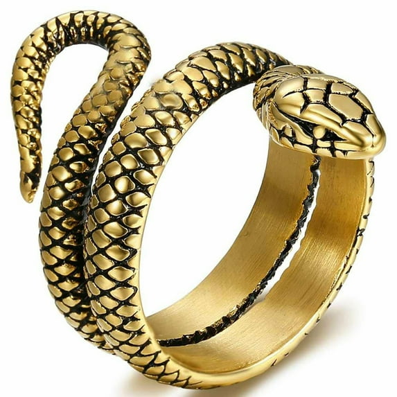 Men's Vintage Retro Punk Stainless Steel Snake Party Biker Ring Band Size 6-13