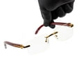 thumbnail image 1 of Men's Vintage Rimless Woodgrain Retro Gold Frame Clear Lens Hip Hop Glasses, 1 of 6