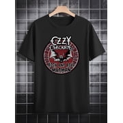 Mens Vintage Rock Band Graphic T-Shirt - Black Casual Short Sleeve Tee with Retro Music Print, Round Neck Summer Top, Machine Washable Gift for Him, Rock Band T Shirts, Regular Fit Shirt