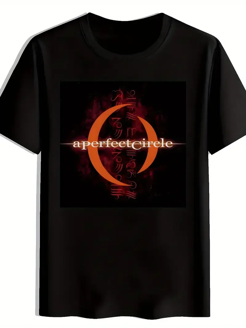 Men's Vintage Rock Band Graphic T-Shirt Black Short Sleeve Round