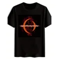 thumbnail image 1 of Men's Vintage Rock Band Graphic T-Shirt - Black Short Sleeve Round Neck Tee with Red & Orange Music Lettering, 1 of 4