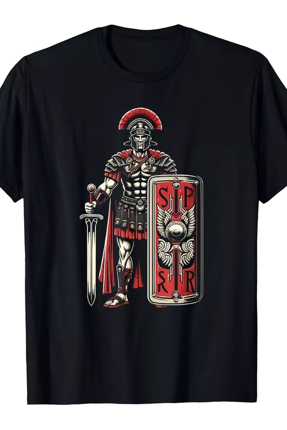 Men's Vintage Roman Centurion SPQR Soldier Graphic T-Shirt