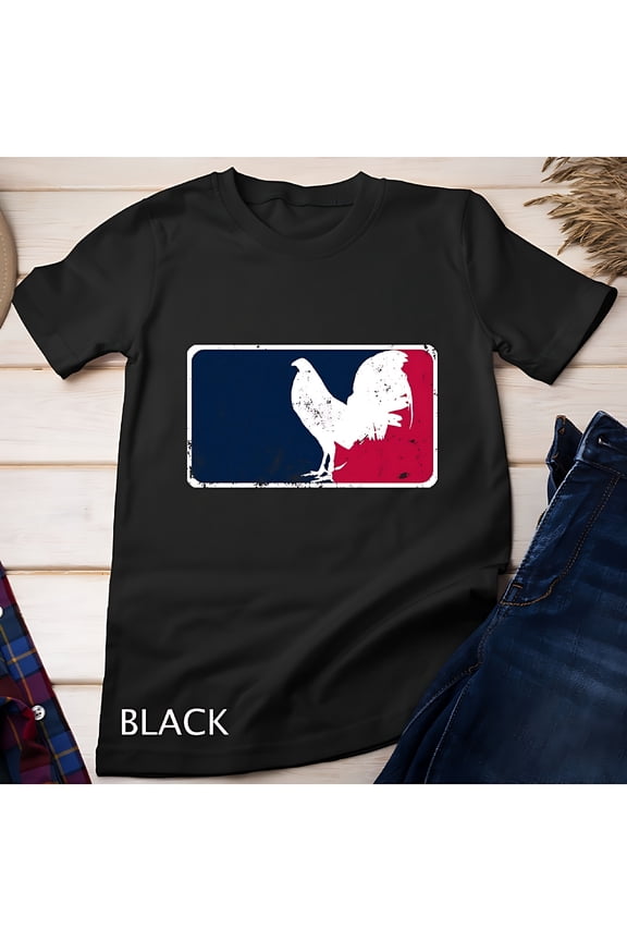 Men's Vintage Rooster Graphic T-Shirt - Black Casual Cotton Knit, Short Sleeve, Round Neck, Design, Perfect for Casual Attire