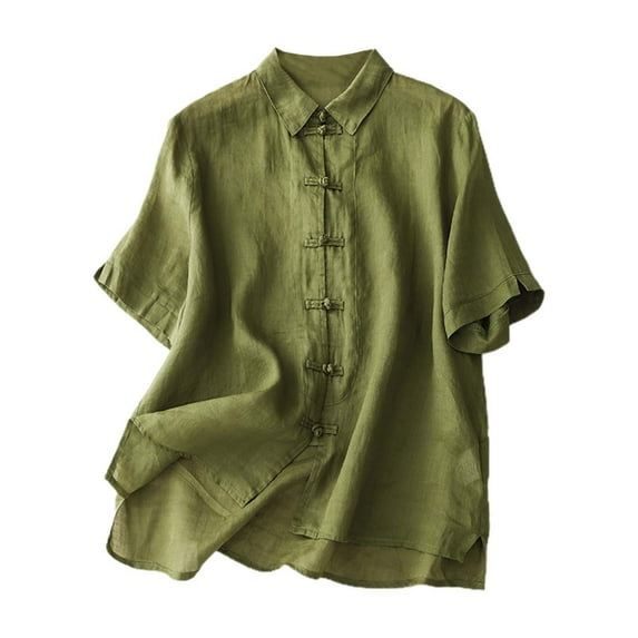 Men's Vintage Short Sleeve Shirt - Breathable Chinese Style, Stand Collar Buttons, Cotton Fabric, Casual Sophisticated Outfit