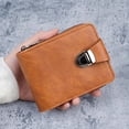thumbnail image 1 of Men's Vintage Short Wallet with Lock Buckle, Large Capacity Multi-Card Slot Business Billfold with Zipper Coin Pocket, 1 of 5