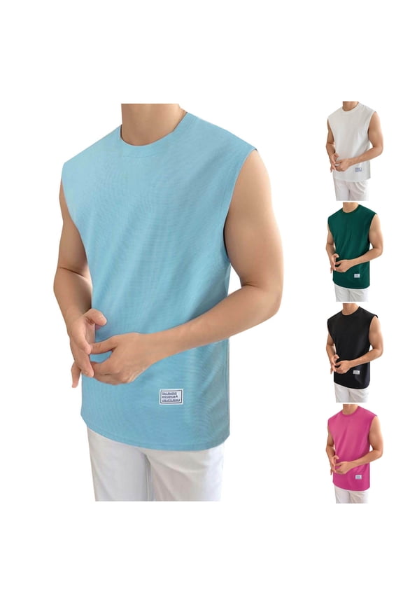 Men's Vintage Solid Color Casual Fitness Sport Permeability Round Neck Tank Top Tee for Gym Workout Running Streetwear Daily Wear Loungewear | Ihhxva,Army Green L