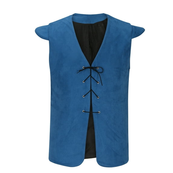 Men's Vintage Steampunk Vests Gothic Tailcoat Waistcoat Sleeveless Retro Jacket Blue M