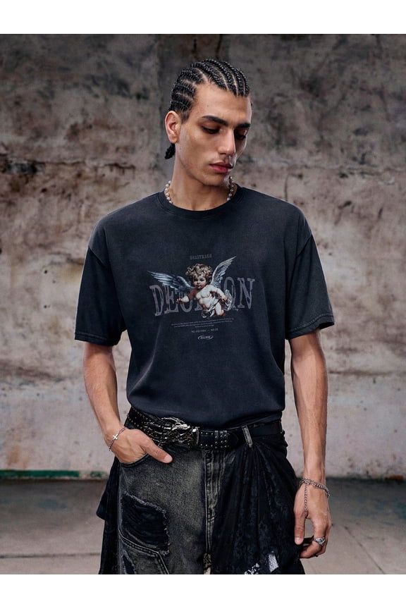 Men's Vintage Streetwear Angel Cherub Graphic T-Shirt