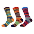 thumbnail image 1 of Men's Vintage Style Knitted Colorful Cotton Crew Socks - 3B-S, Size S - 3 prs, 1 of 5