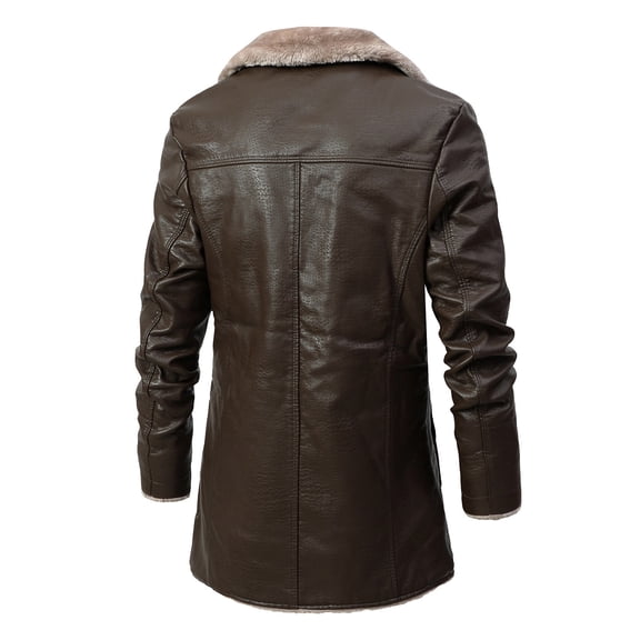 Men's Vintage Suede Jacket Plush Collar Coats Leather Jacket Men Button Motorcycle Jacket Coats Retro Tops Western Winter Fleece Warm