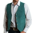 thumbnail image 1 of Men's Vintage Suede Leather Western Cowboy Waistcoat - Button Up V Neck Sleeveless Business Suit Vest, 1 of 6