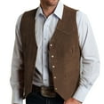 thumbnail image 1 of Men's Vintage Suede Leather Western Cowboy Waistcoat - Button Up V Neck Sleeveless Business Suit Vest, 1 of 6