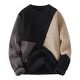 thumbnail image 1 of Men's Vintage Sweater Long Sleeve Crew Neck Pullover Casual Loose Fit Colorblock Knit Sweater, 1 of 2