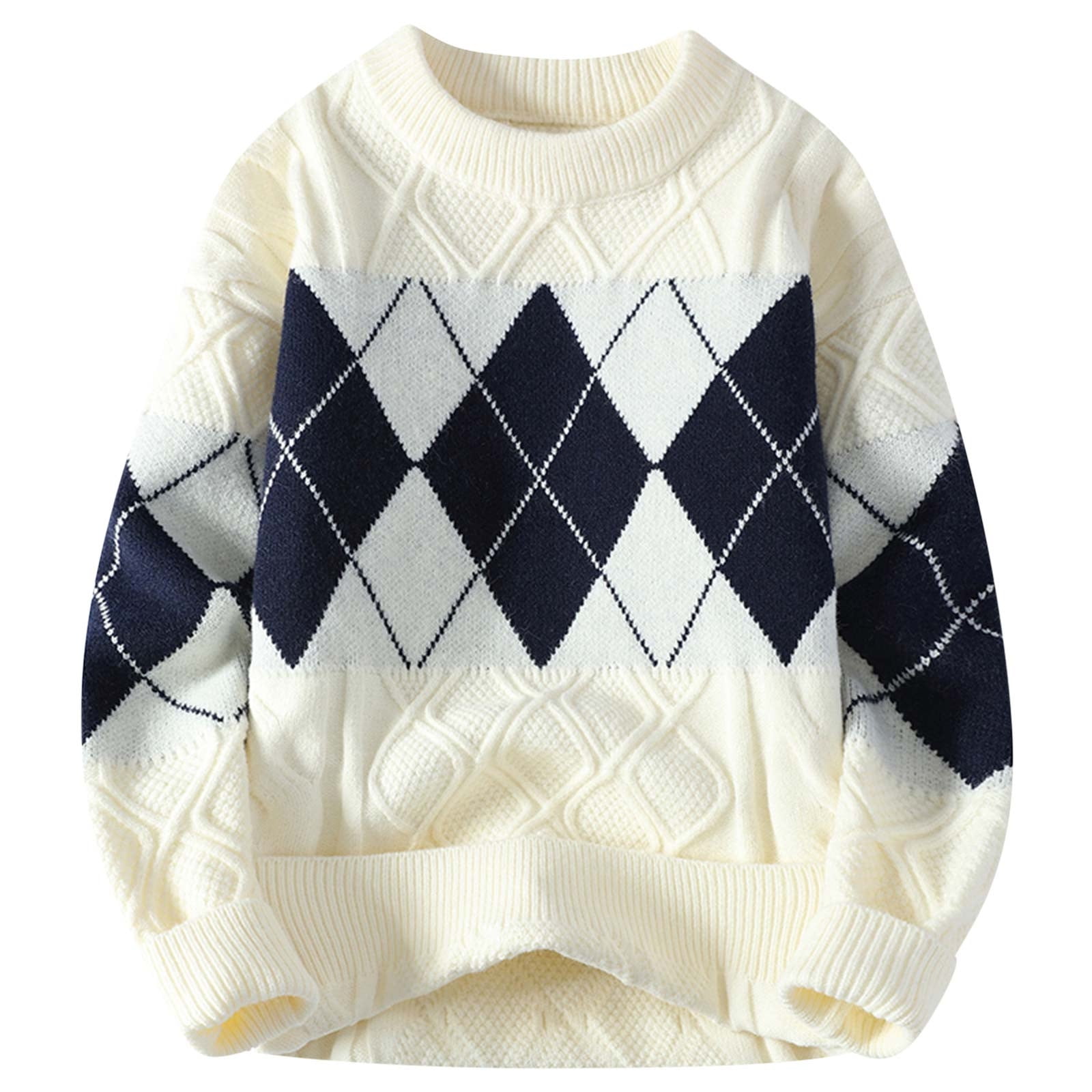 Men's Vintage Sweater Oversized Knitted Pullover Crewneck
