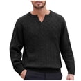 thumbnail image 1 of Men's Vintage Sweaters Casual Half-Zip Stand Collar Sweatshirt Stretch Jacquard Long Sleeve Pullover Christmas Sweater Black 2XL, 1 of 9