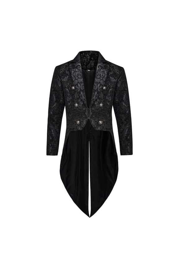 Men's Vintage Tailcoat Jacket Jacquard Double-Breasted Coat Dress Up Halloween Formal Tailcoats M