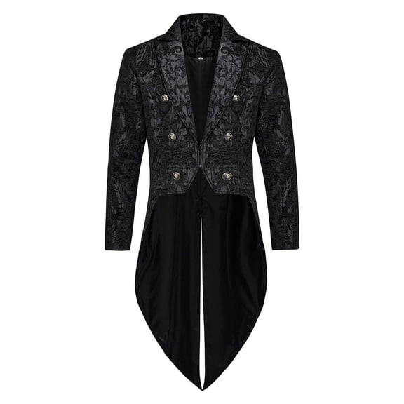 Men's Vintage Tailcoat Jacket Jacquard Double-Breasted Coat Dress Up Halloween Formal Tailcoats S