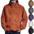 thumbnail image 1 of Men's Vintage Utility Jacket with Hood and Multiple Pockets Featuring Relaxed Fit and Lightweight Windproof Material Coffee XXXXL, 1 of 5