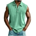 thumbnail image 1 of Men’s Vintage V-Neck Lapel Tank Top – 2025 Retro Button-Up Muscle Tee for Beach, Gym & Casual Wear (Breathable Linen Blend, Big & Tall Sizes), 1 of 6