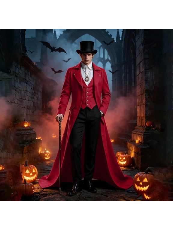 Men's Vintage Victorian Tailcoat Long Jacket Gothic Steampunk Halloween Cosplay Party