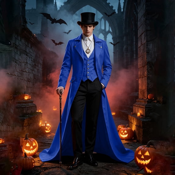 Men's Vintage Victorian Tailcoat Long Jacket Gothic Steampunk Halloween Cosplay Party